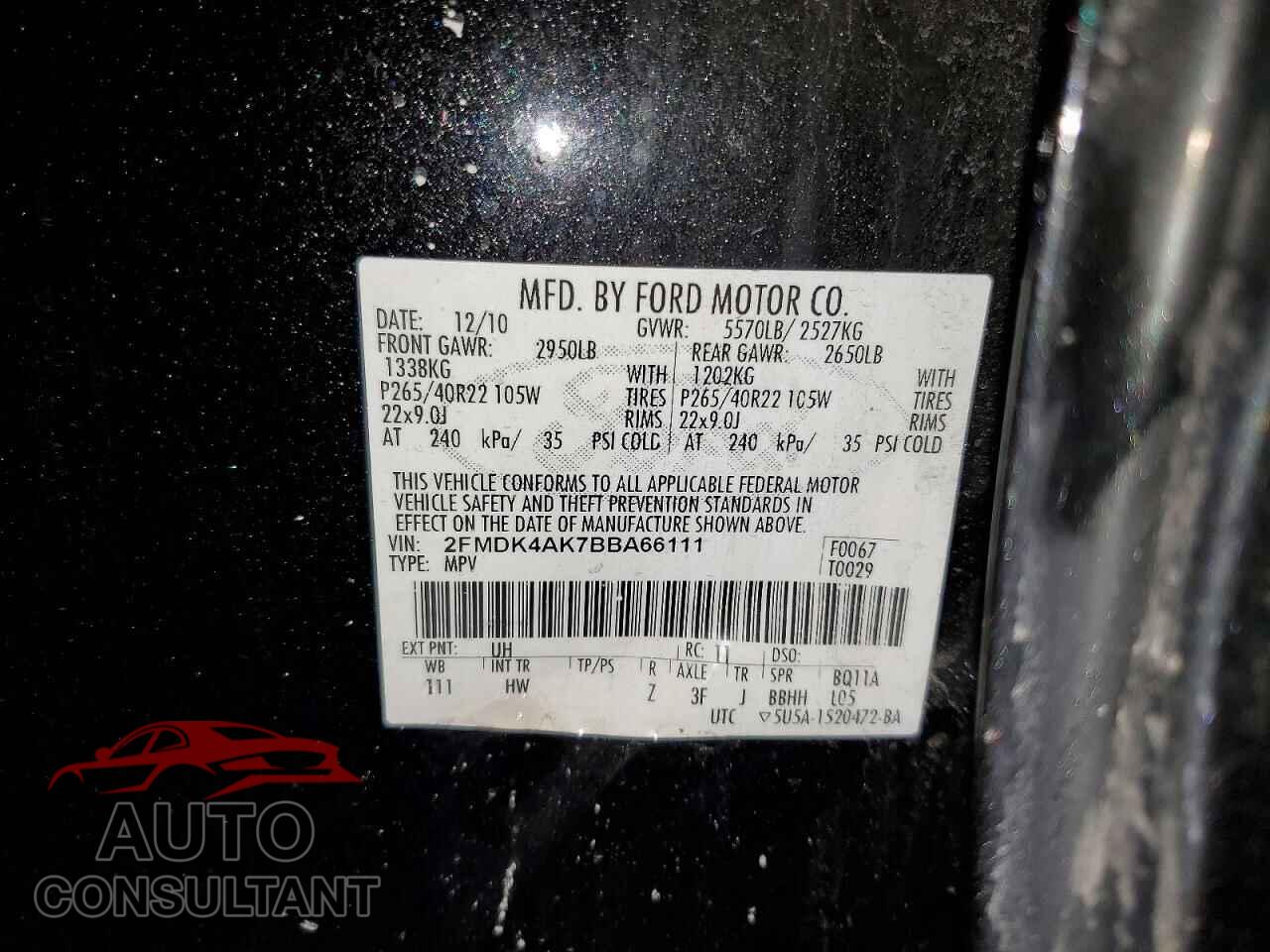 FORD EDGE 2011 - 2FMDK4AK7BBA66111