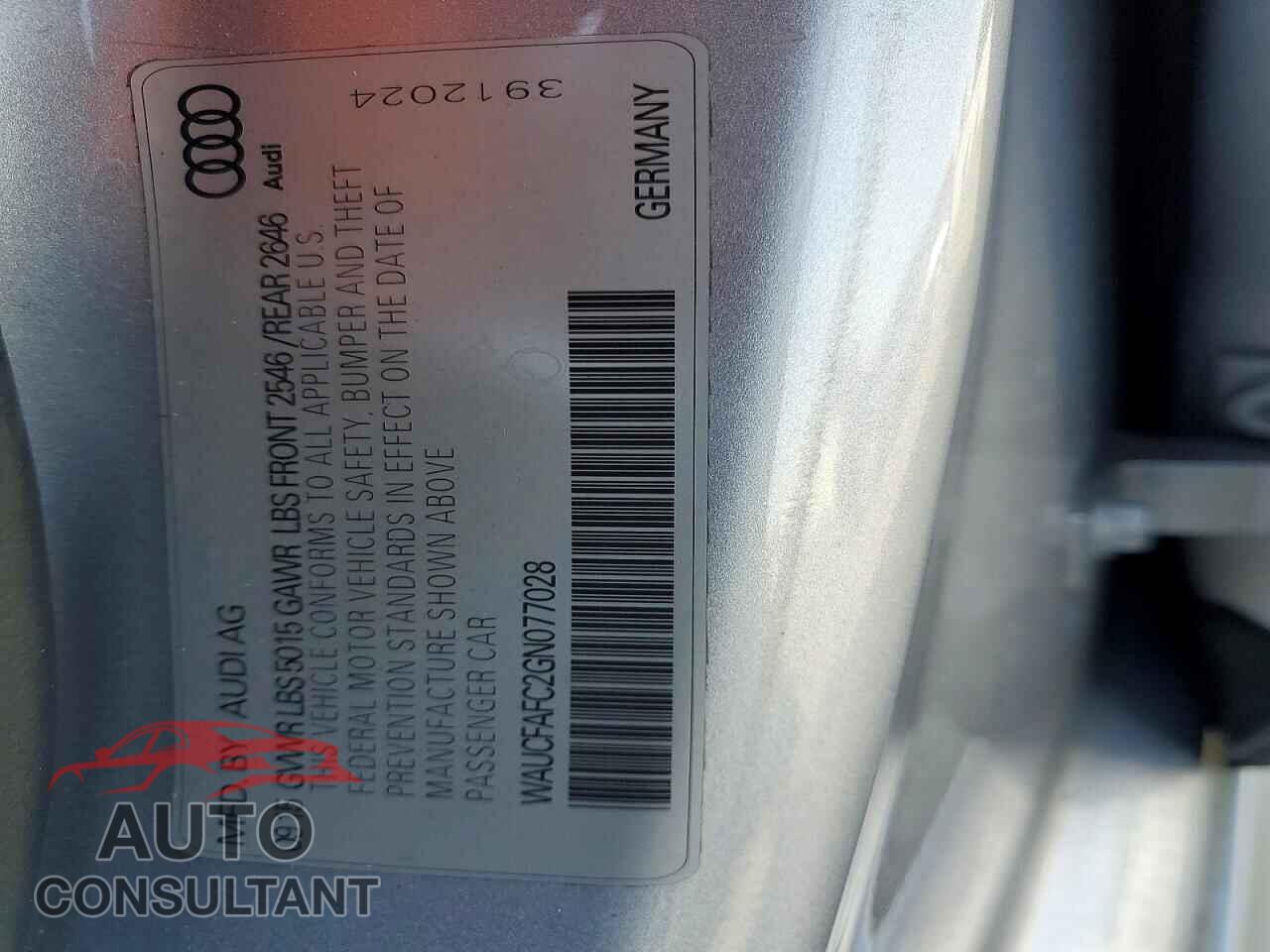 AUDI A6 2016 - WAUCFAFC2GN077028