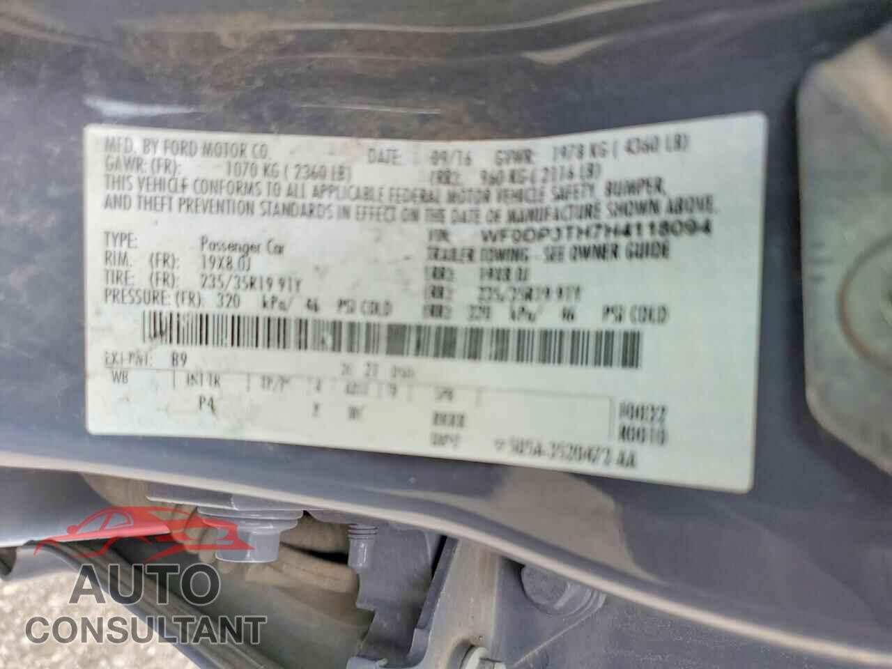 FORD FOCUS 2017 - WF0DP3TH7H4118094