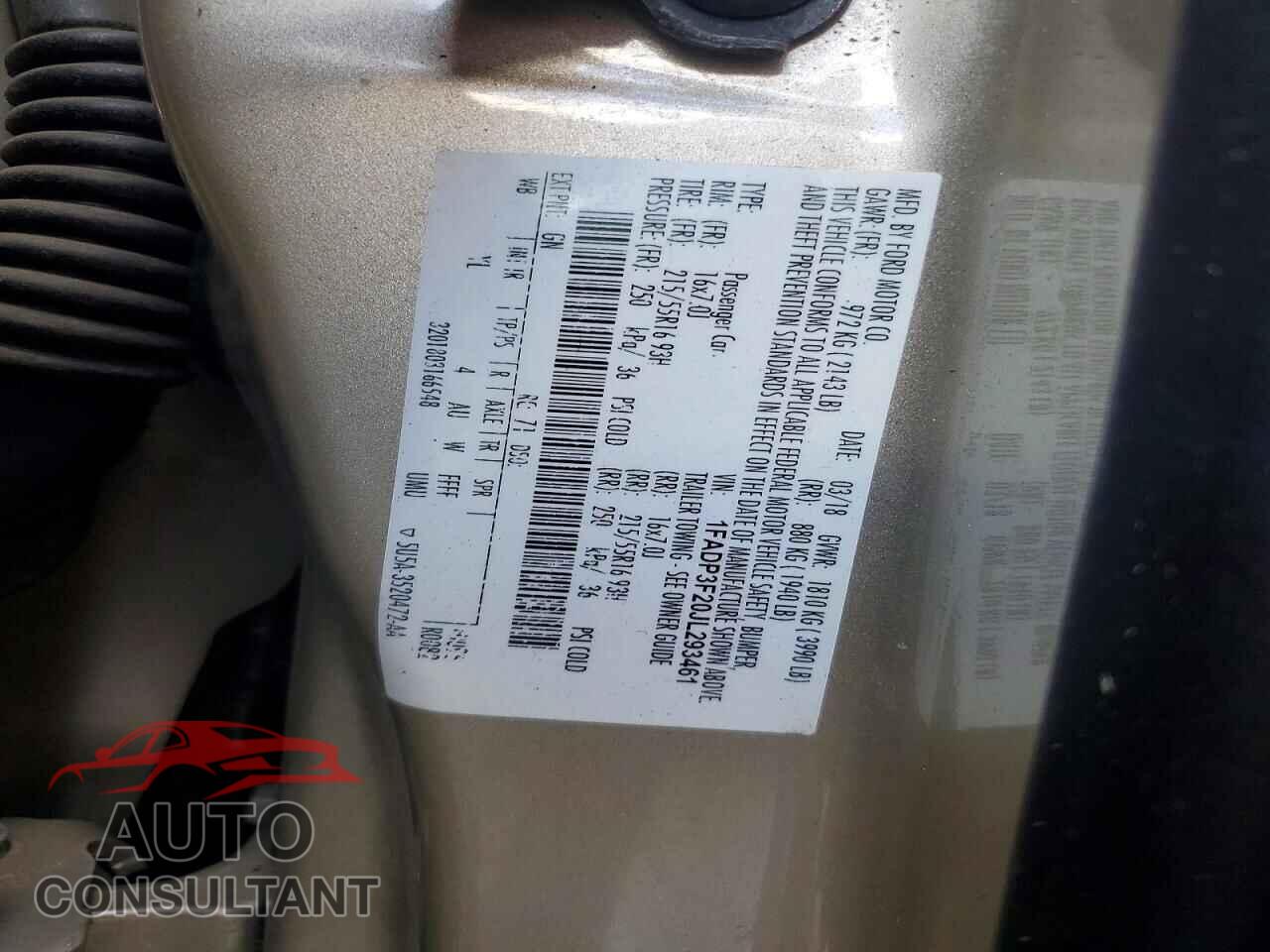 FORD FOCUS 2018 - 1FADP3F20JL293461