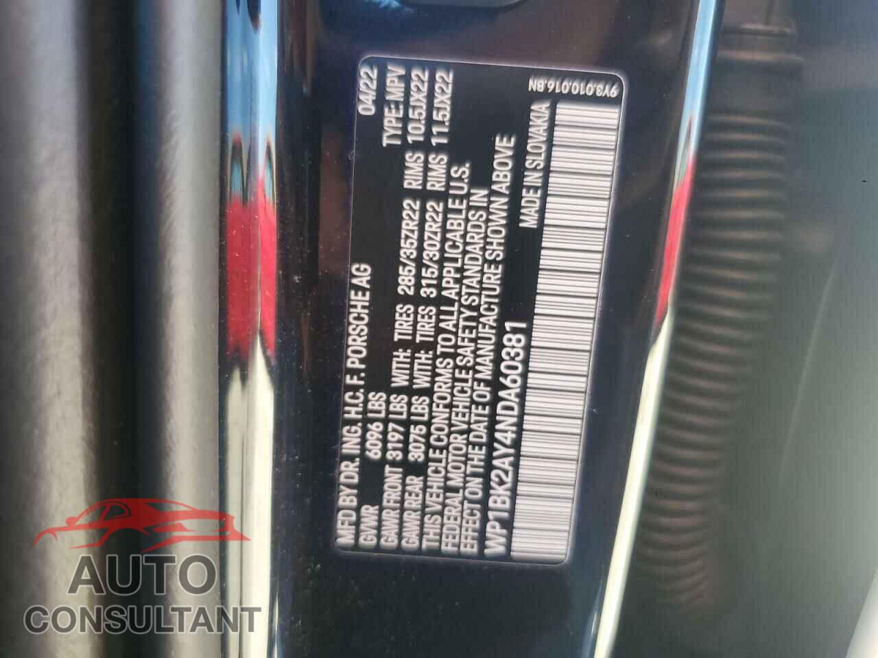 PORSCHE CAYENNE 2022 - WP1BK2AY4NDA60381
