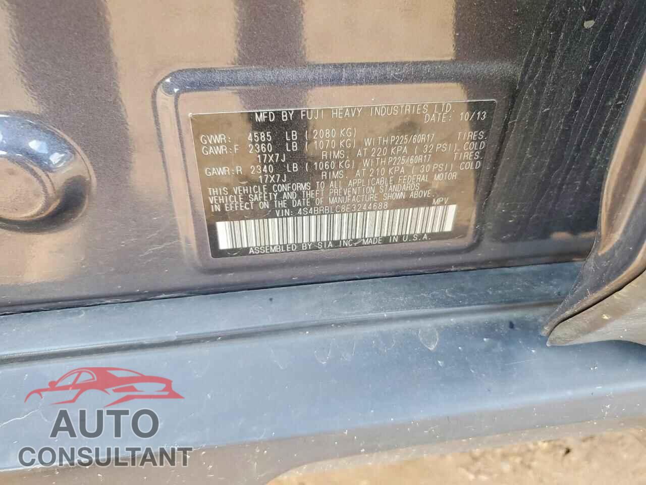 SUBARU OUTBACK 2014 - 4S4BRBLC8E3244688