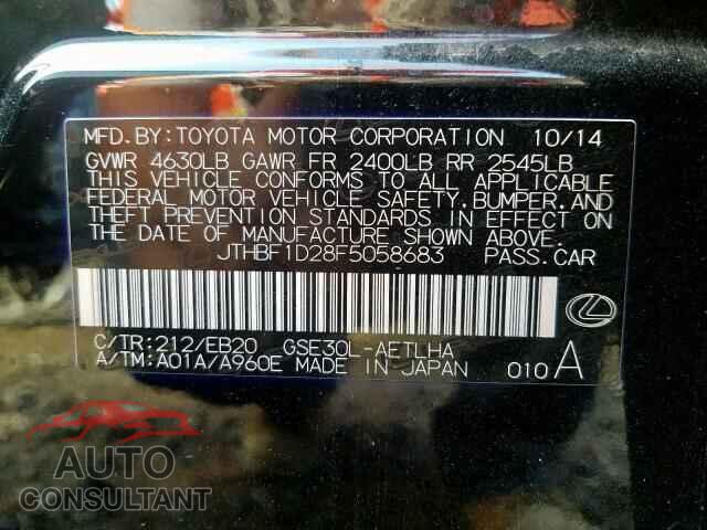 LEXUS IS 2015 - JTHBF1D28F5058683