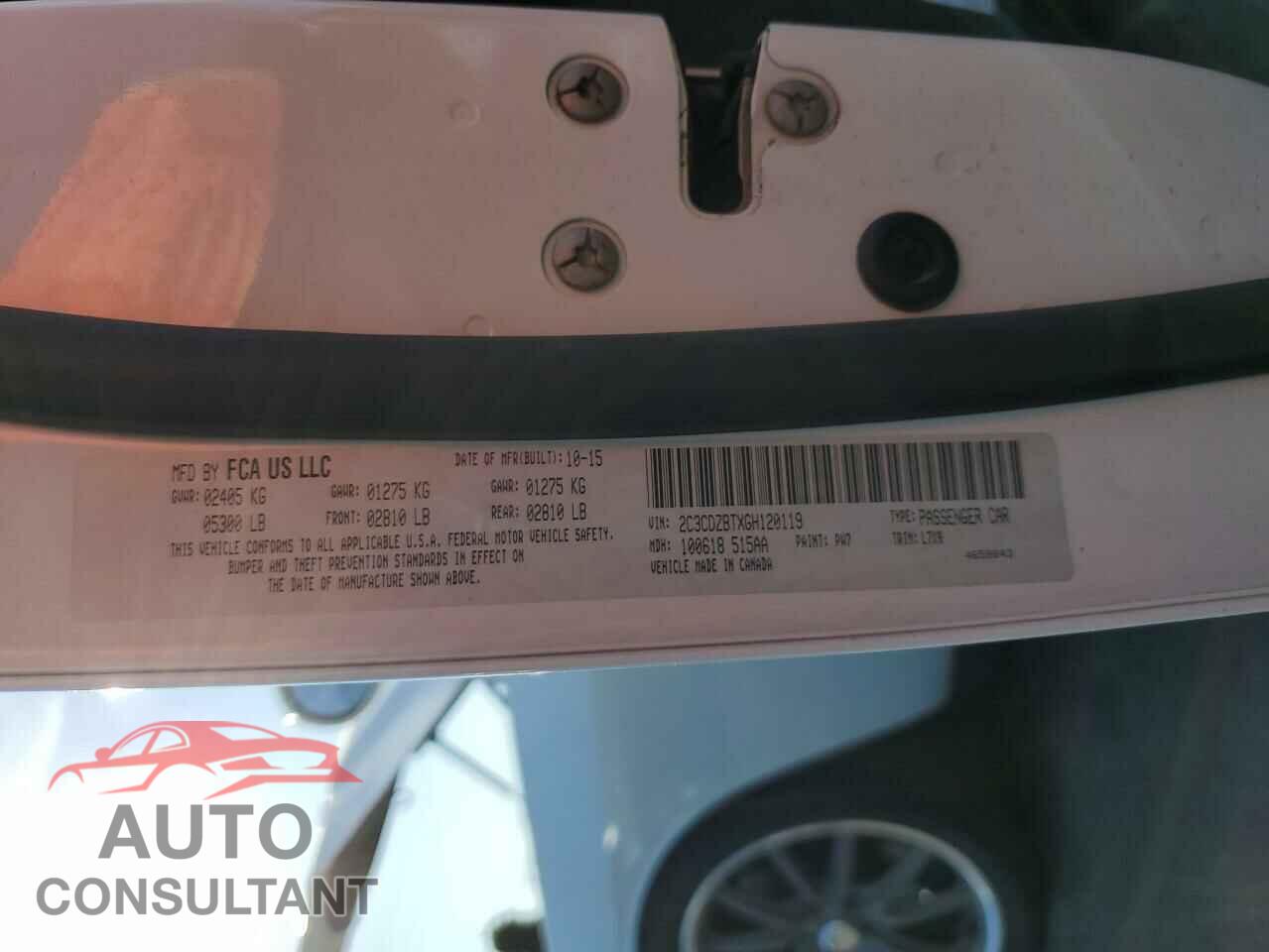 DODGE CHALLENGER 2016 - 2C3CDZBTXGH120119