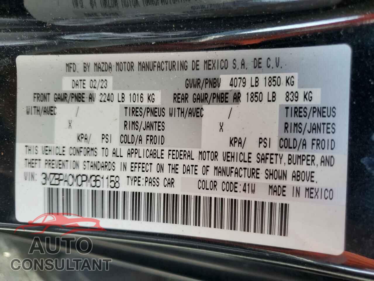 MAZDA 3 2023 - 3MZBPACM0PM361158