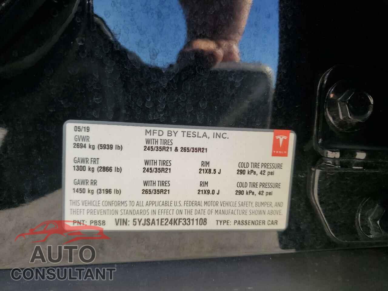 TESLA MODEL S 2019 - 5YJSA1E24KF331108