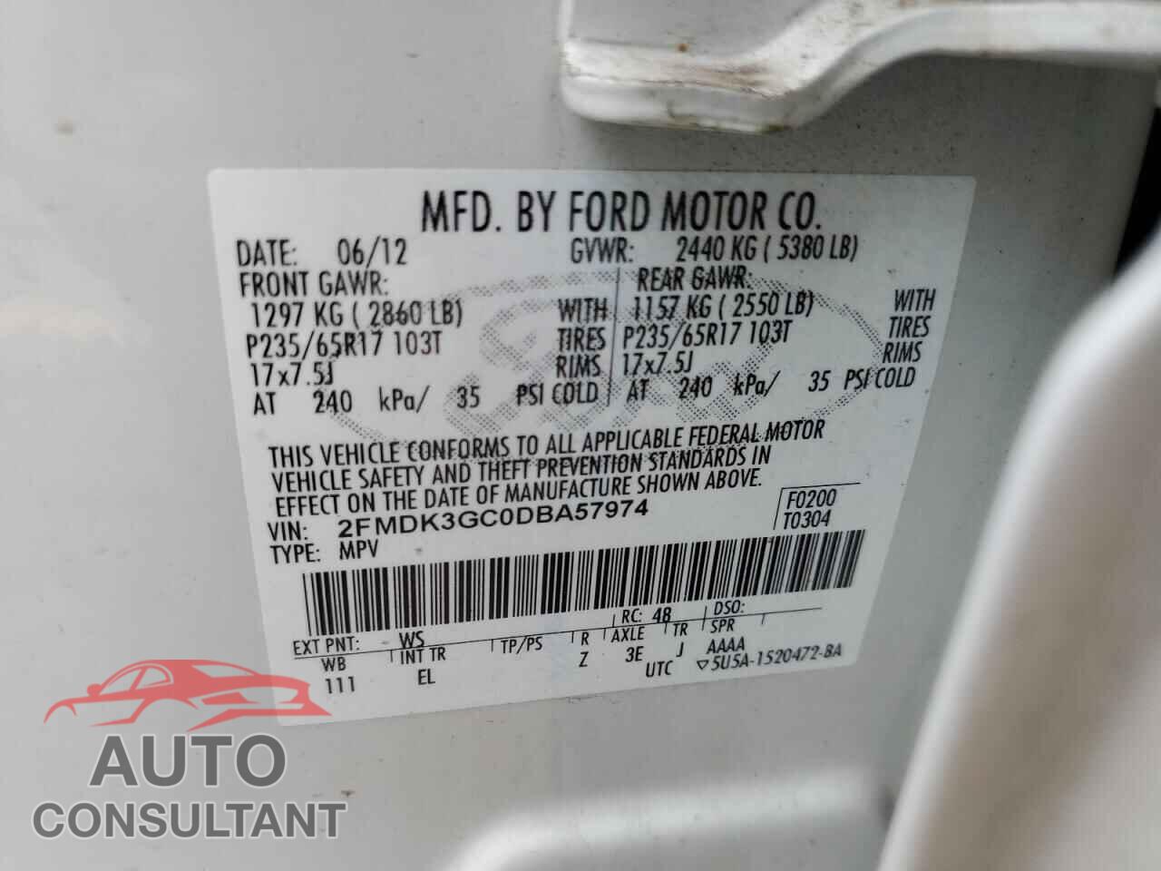 FORD EDGE 2013 - 2FMDK3GC0DBA57974