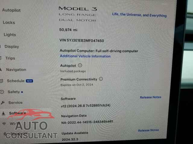 TESLA MODEL 3 2021 - 5YJ3E1EB3MF047450