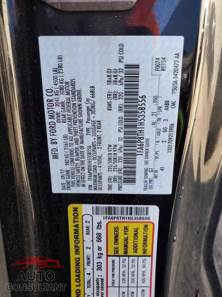 FORD MUSTANG 2017 - 1FA6P8TH1H5358556