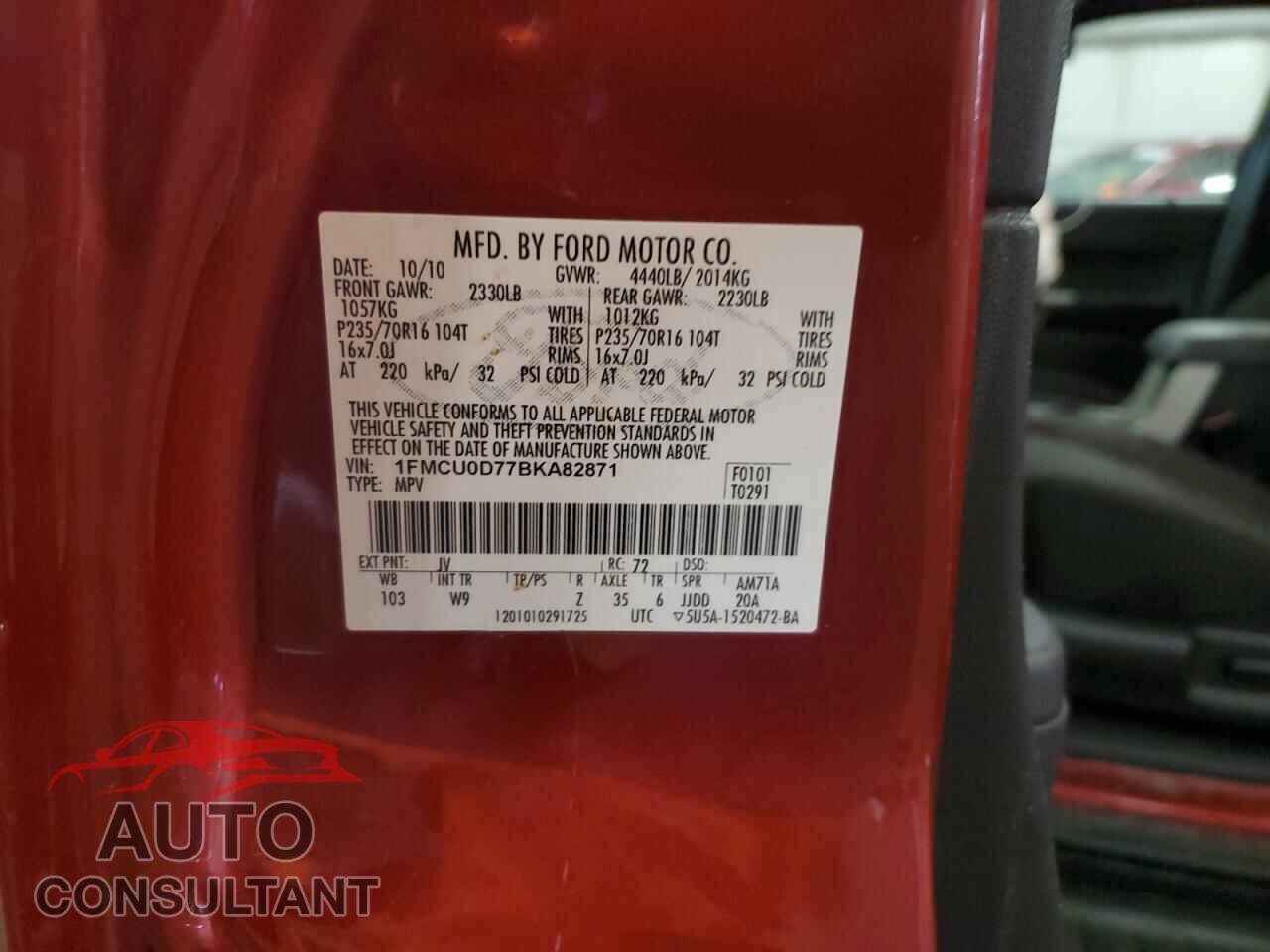 FORD ESCAPE 2011 - 1FMCU0D77BKA82871