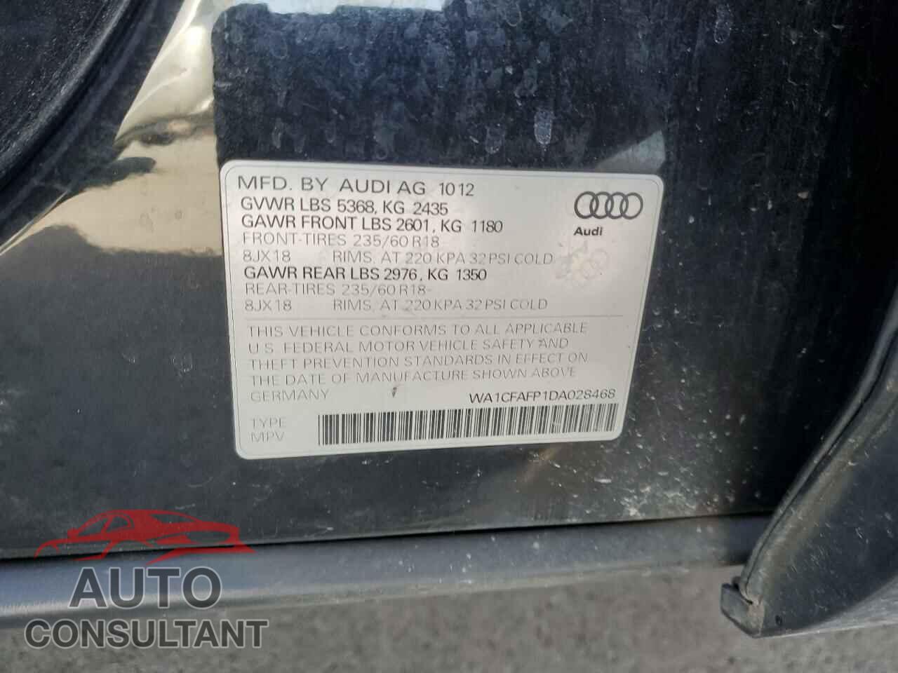 AUDI Q5 2013 - WA1CFAFP1DA028468