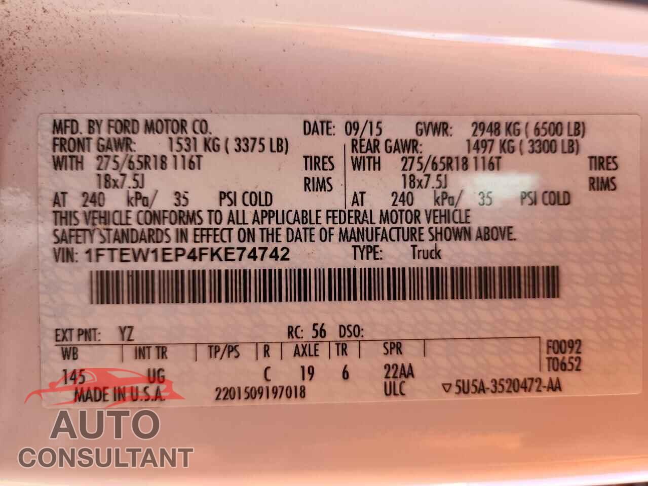 FORD F-150 2015 - 1FTEW1EP4FKE74742