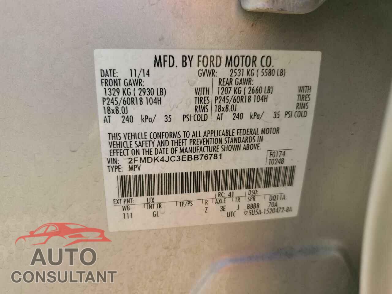 FORD EDGE 2014 - 2FMDK4JC3EBB76781
