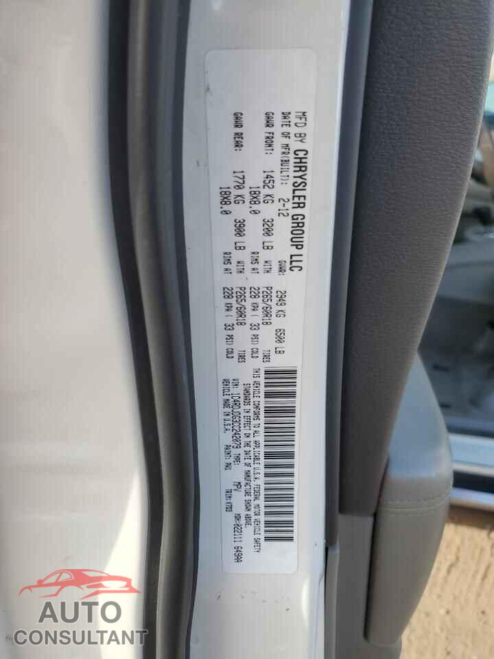 DODGE DURANGO 2012 - 1C4RDJDG3CC242079