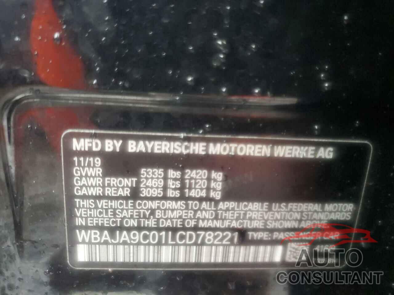 BMW 5 SERIES 2020 - WBAJA9C01LCD78221