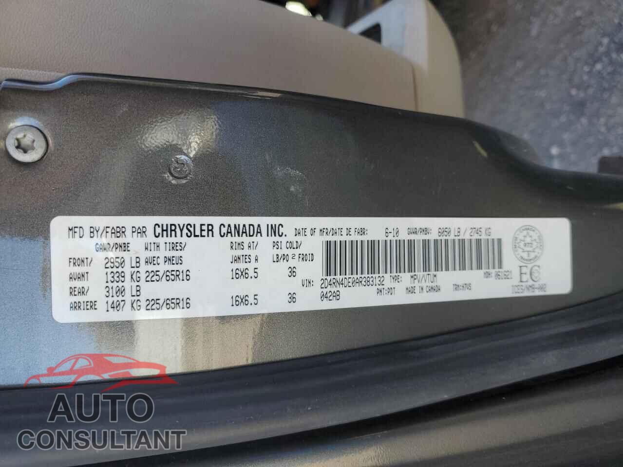 DODGE CARAVAN 2010 - 2D4RN4DE0AR383132