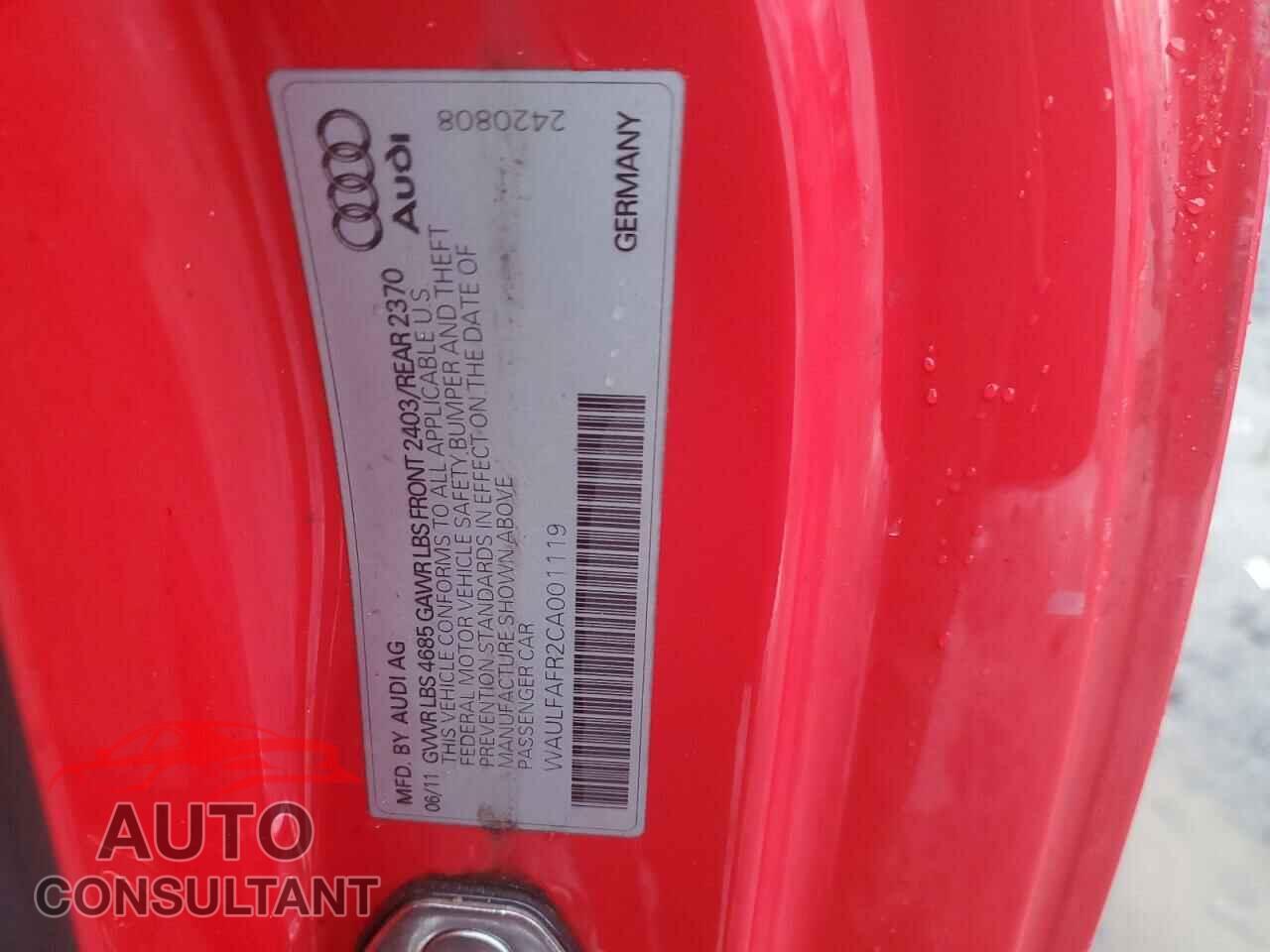 AUDI A5 2012 - WAULFAFR2CA001119