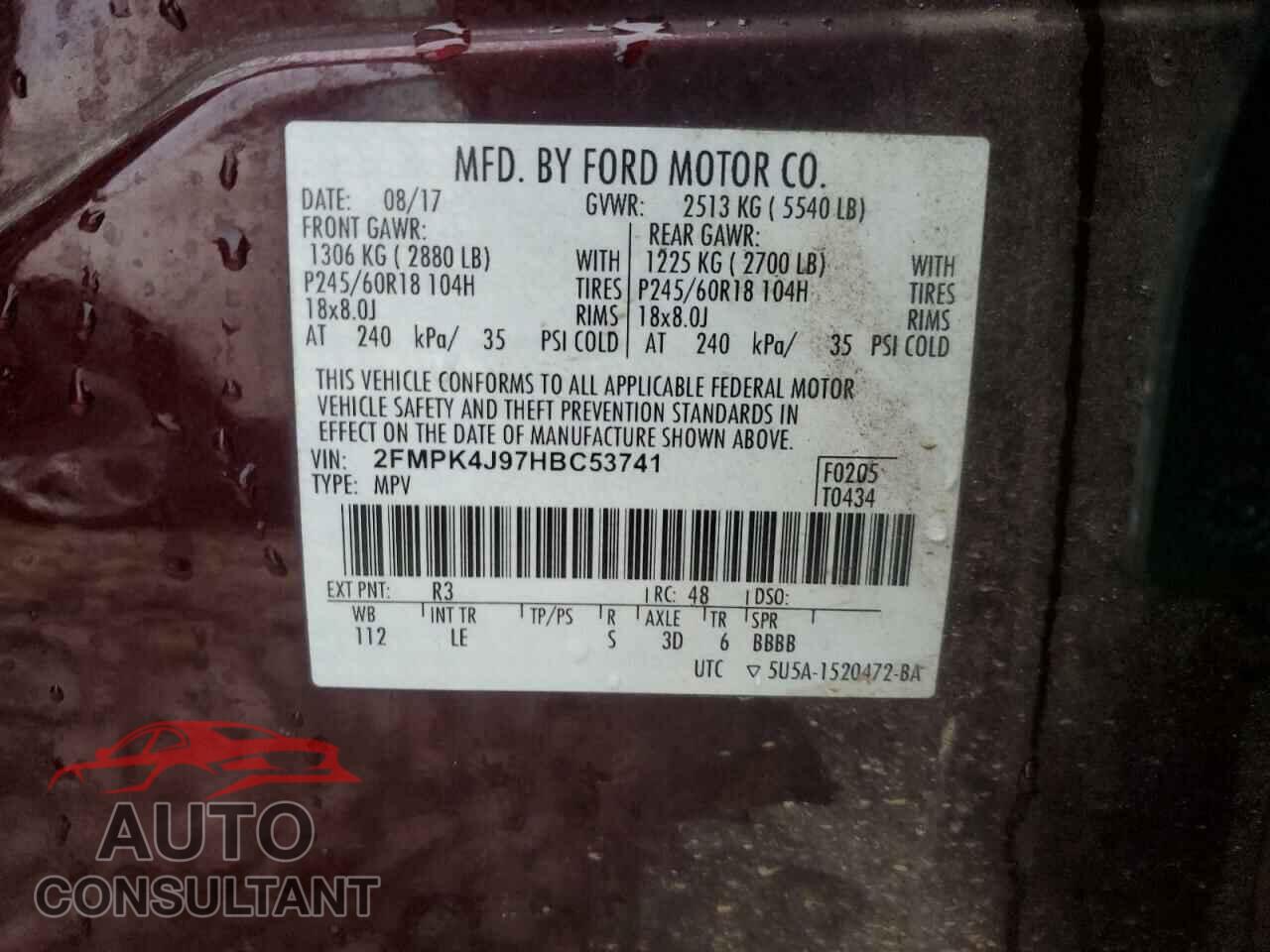 FORD EDGE 2017 - 2FMPK4J97HBC53741
