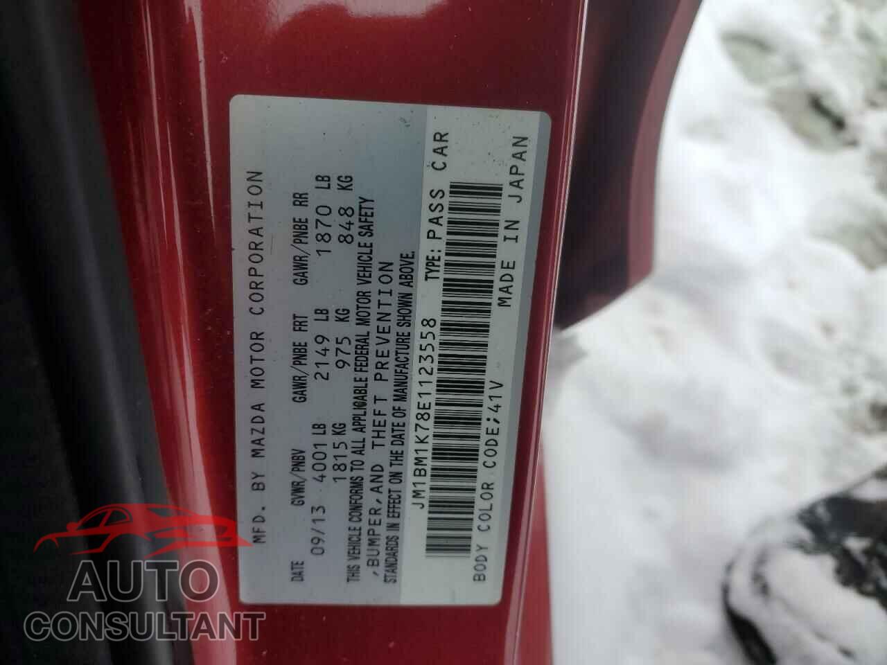 MAZDA 3 2014 - JM1BM1K78E1123558