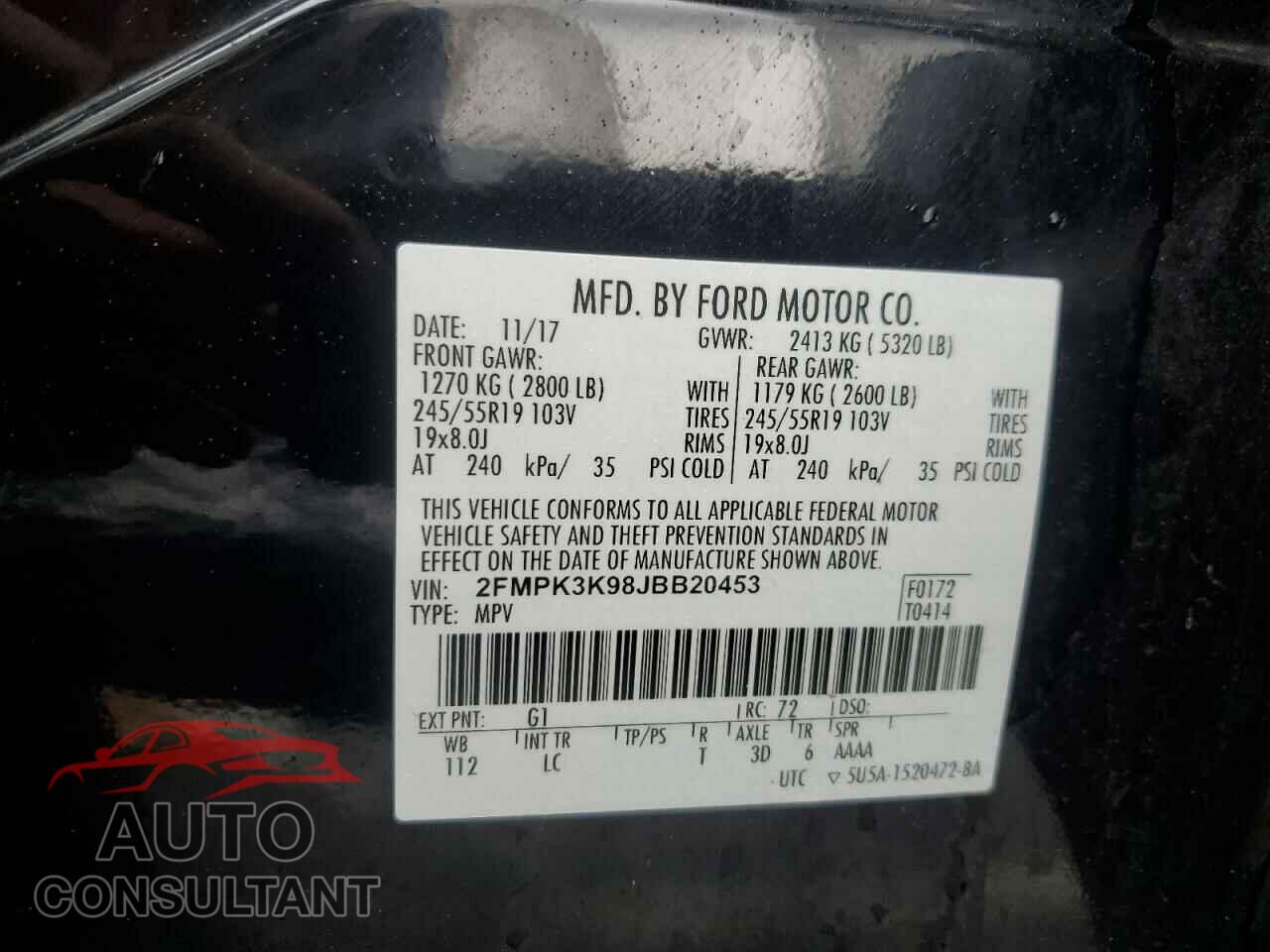 FORD EDGE 2018 - 2FMPK3K98JBB20453