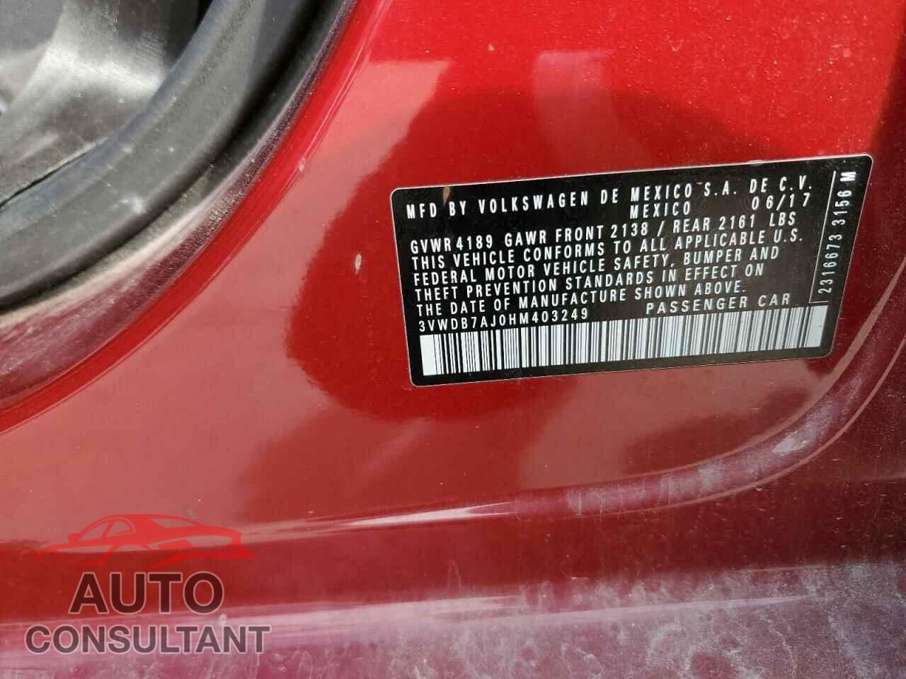 VOLKSWAGEN JETTA 2017 - 3VWDB7AJ0HM403249