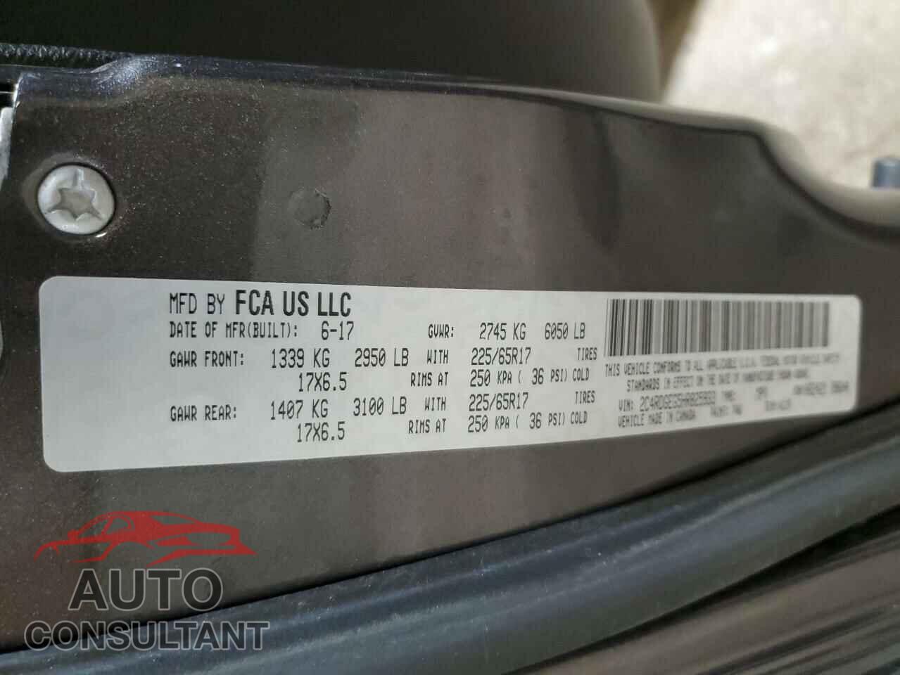 DODGE CARAVAN 2017 - 2C4RDGEG5HR825933