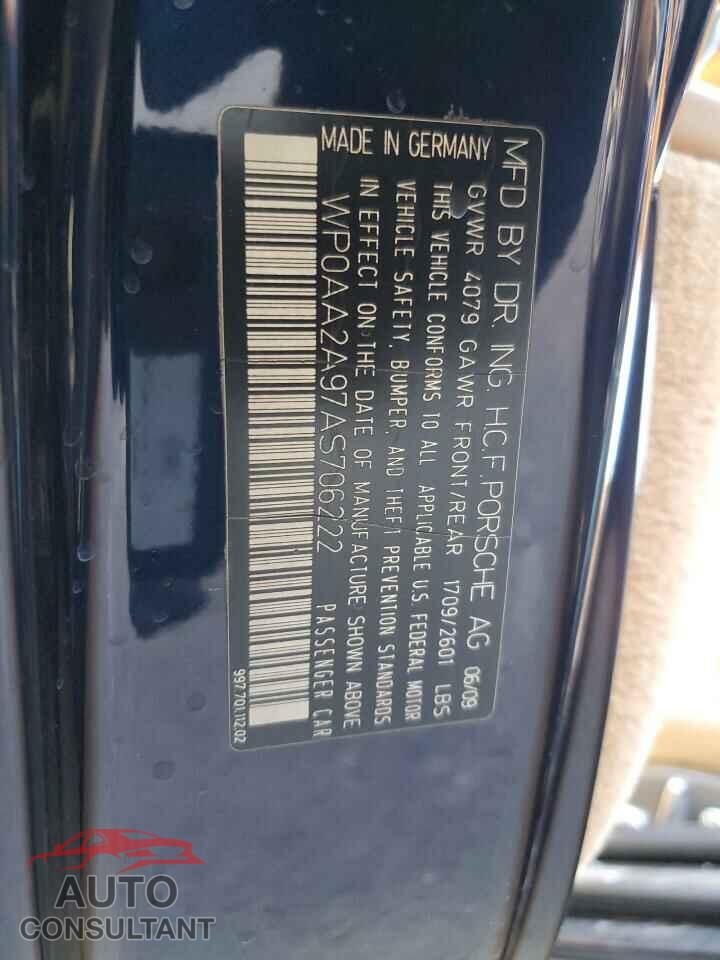 PORSCHE 911 2010 - WP0AA2A97AS706222