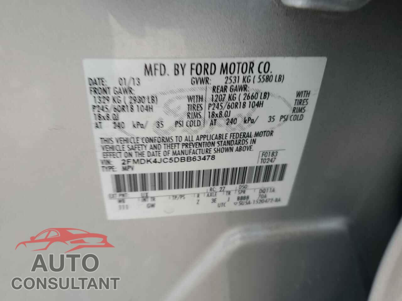 FORD EDGE 2013 - 2FMDK4JC5DBB63478