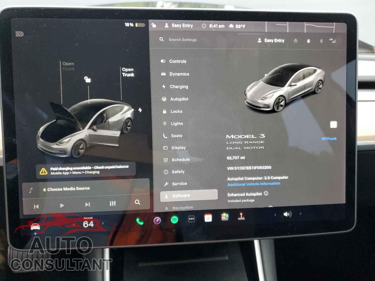 TESLA MODEL 3 2018 - 5YJ3E1EB7JF093200