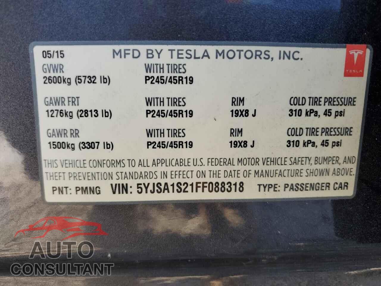 TESLA MODEL S 2015 - 5YJSA1S21FF088318