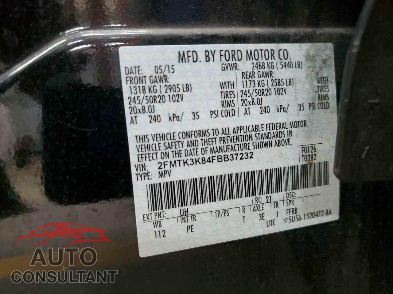 FORD EDGE 2015 - 2FMTK3K84FBB37232