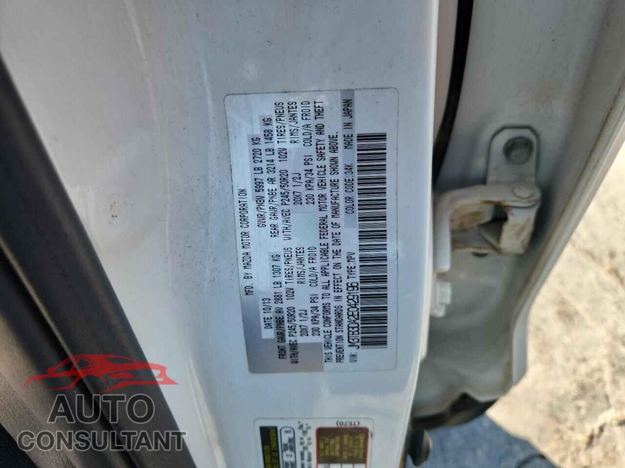 MAZDA CX-9 2014 - JM3TB3DA2E0429196