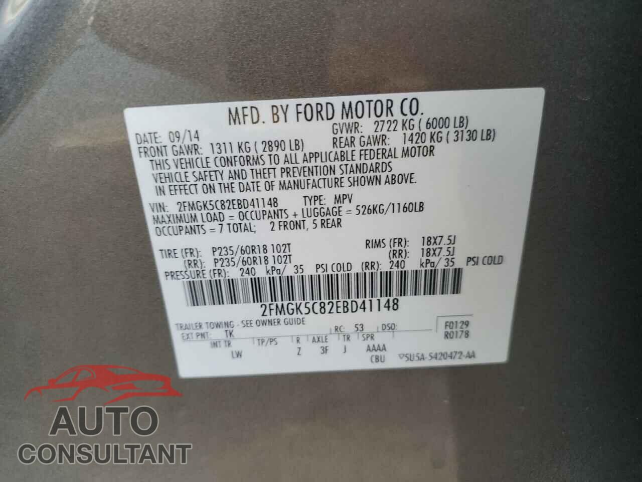 FORD FLEX 2014 - 2FMGK5C82EBD41148