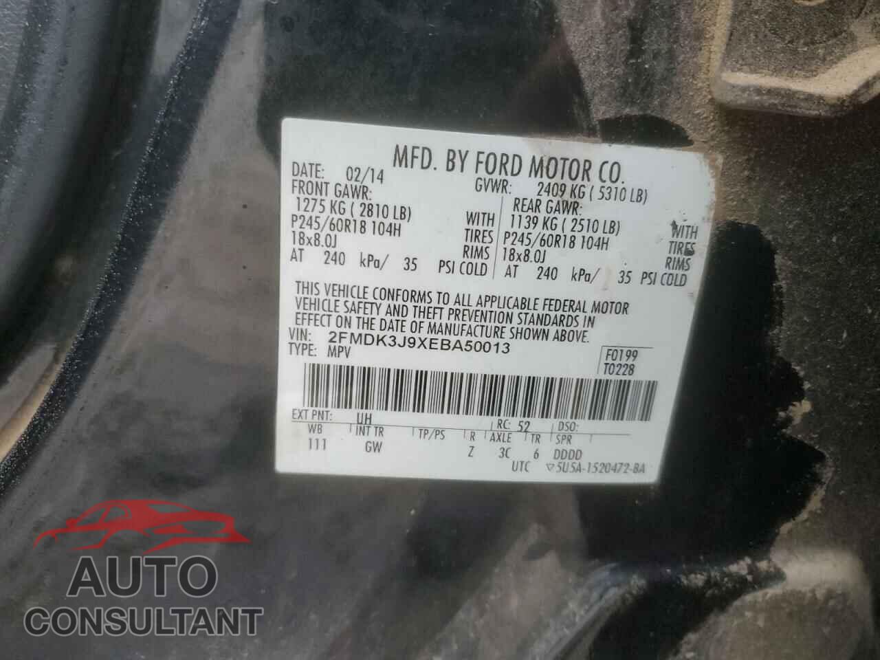 FORD EDGE 2014 - 2FMDK3J9XEBA50013