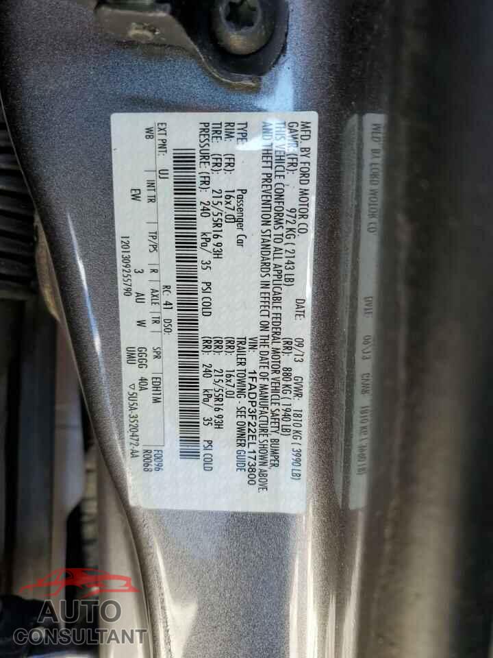 FORD FOCUS 2014 - 1FADP3F22EL173800