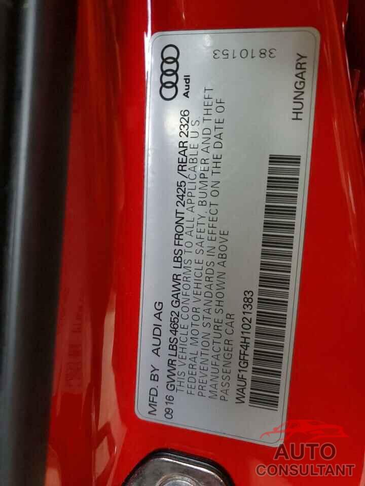 AUDI S3 2017 - WAUF1GFF4H1021383