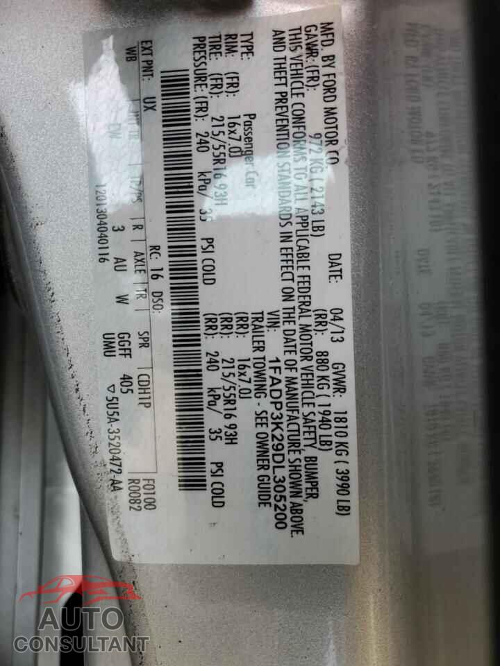 FORD FOCUS 2013 - 1FADP3K29DL305200