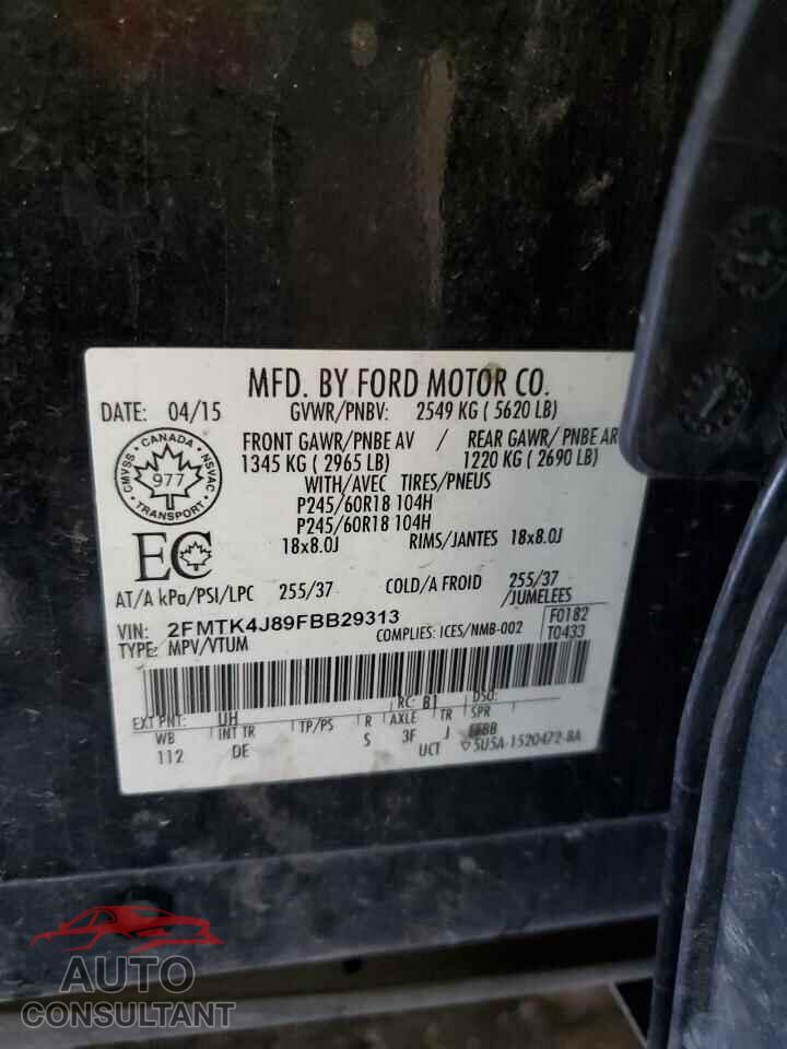 FORD EDGE 2015 - 2FMTK4J89FBB29313