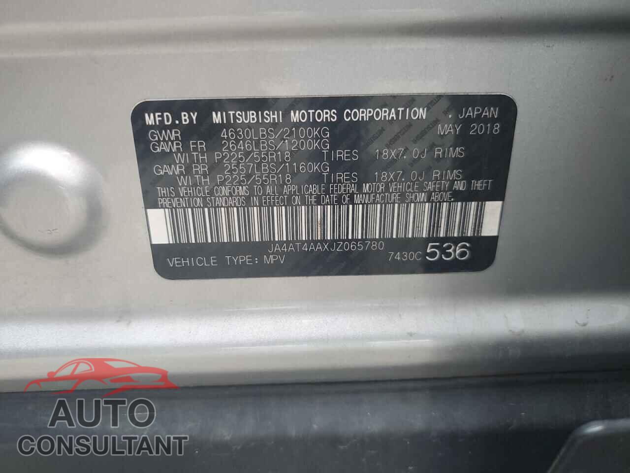 MITSUBISHI ECLIPSE 2018 - JA4AT4AAXJZ065780