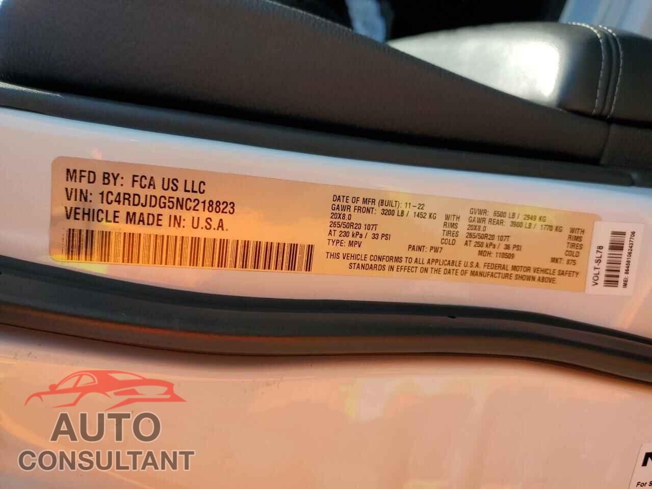 DODGE DURANGO 2022 - 1C4RDJDG5NC218823