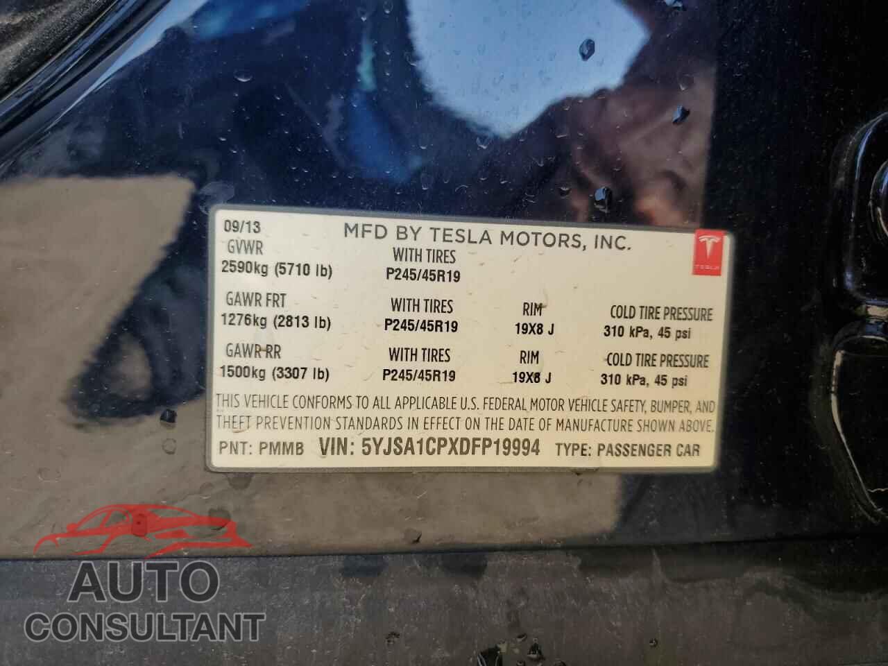 TESLA MODEL S 2013 - 5YJSA1CPXDFP19994