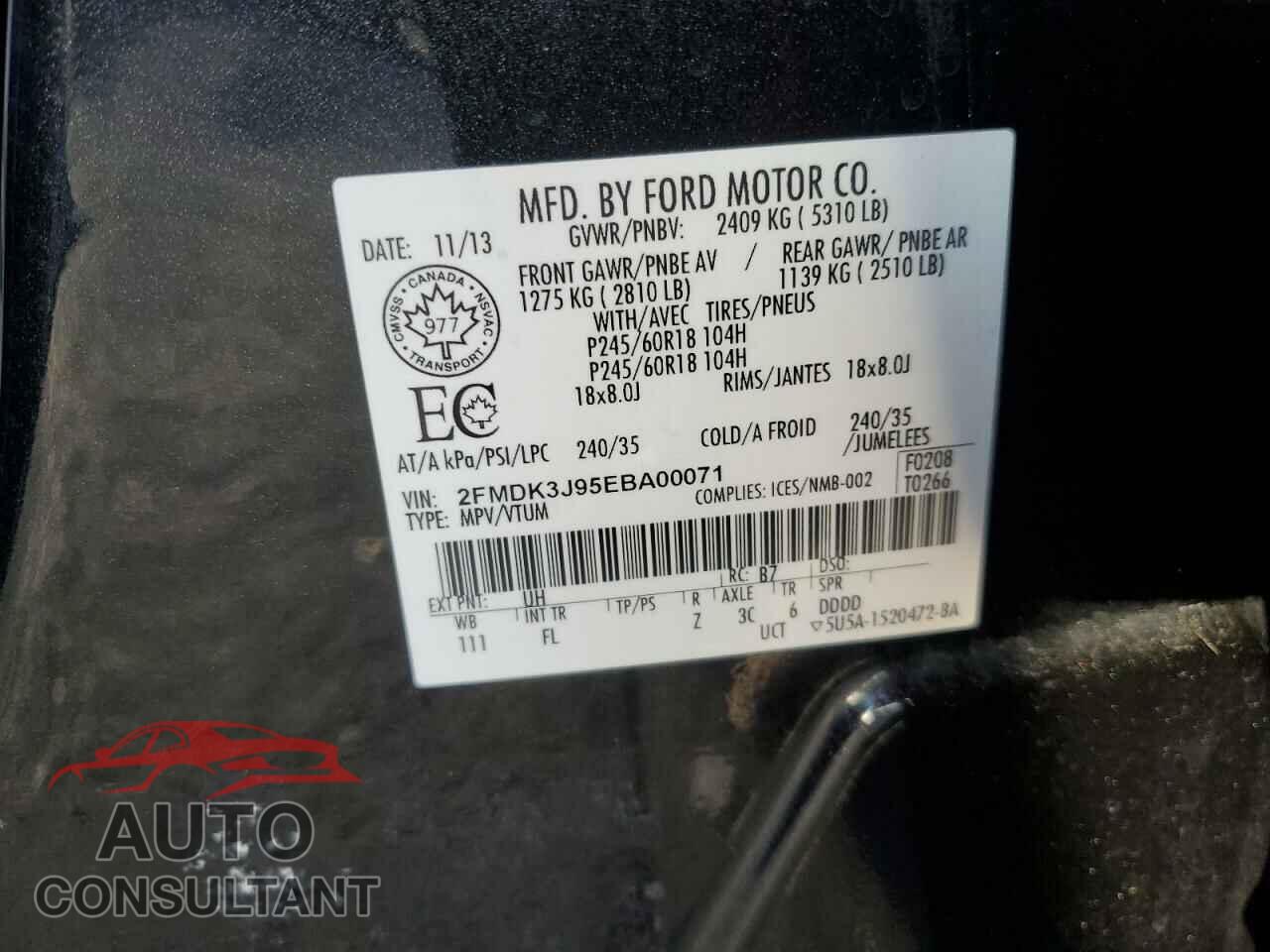 FORD EDGE 2014 - 2FMDK3J95EBA00071