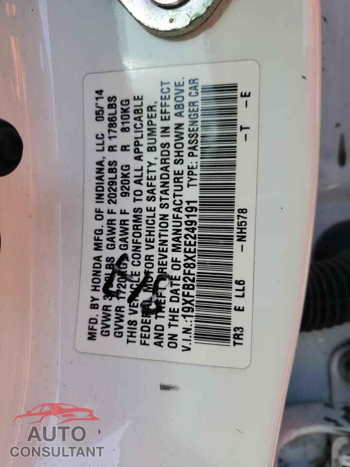 HONDA CIVIC 2014 - 19XFB2F8XEE249191