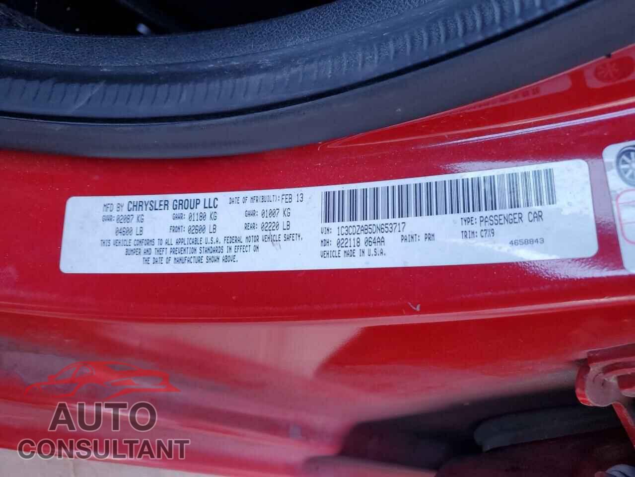 DODGE AVENGER 2013 - 1C3CDZAB5DN653717