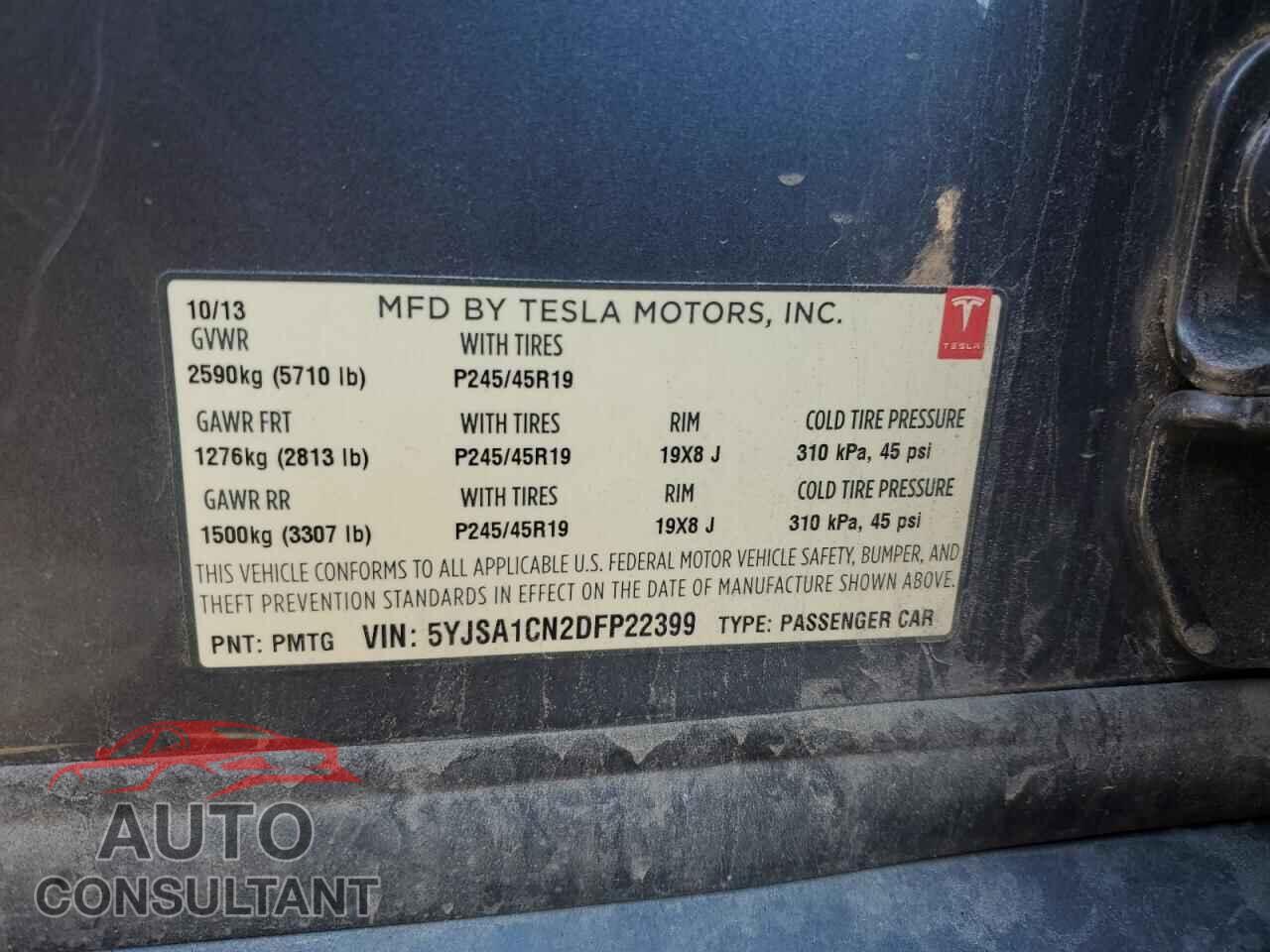 TESLA MODEL S 2013 - 5YJSA1CN2DFP22399