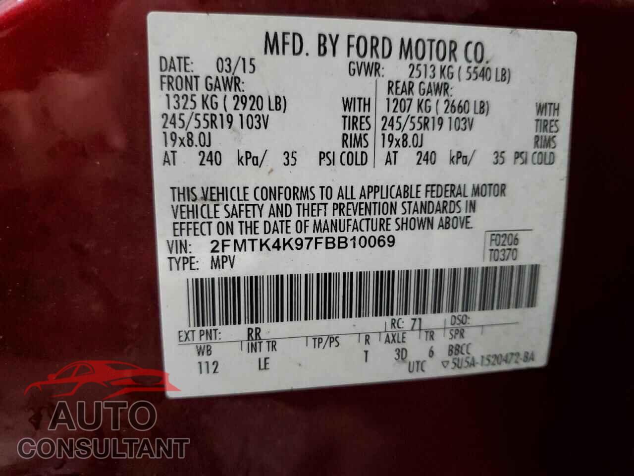 FORD EDGE 2015 - 2FMTK4K97FBB10069