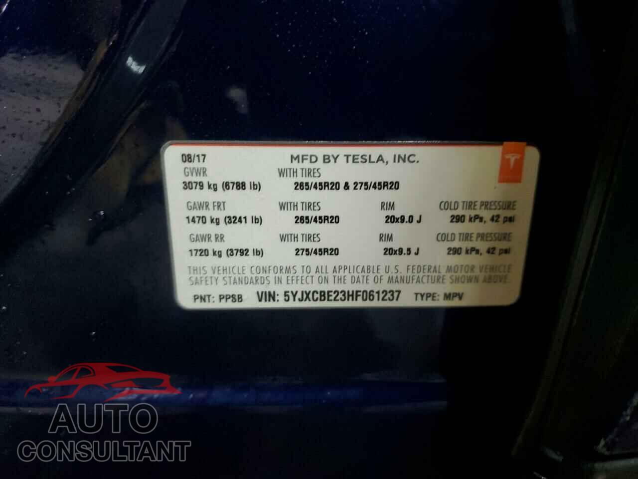 TESLA MODEL X 2017 - 5YJXCBE23HF061237