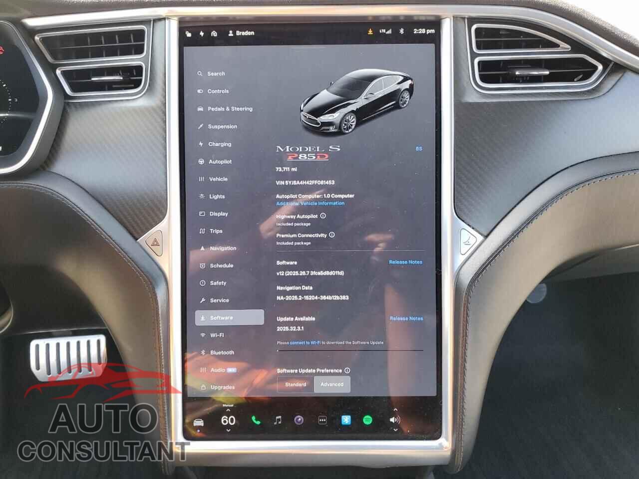 TESLA MODEL S 2015 - 5YJSA4H42FF081453