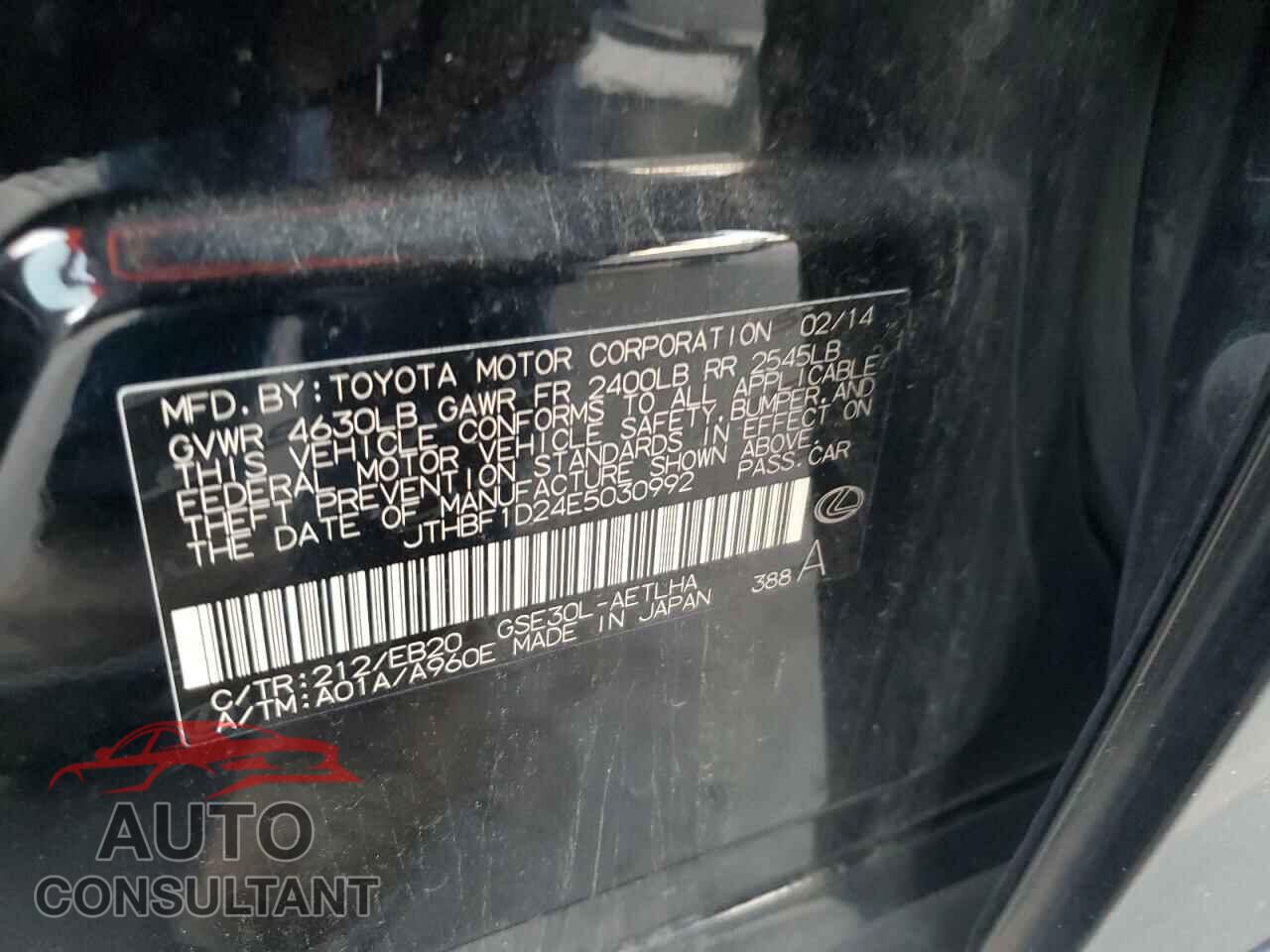 LEXUS IS 2014 - JTHBF1D24E5030992
