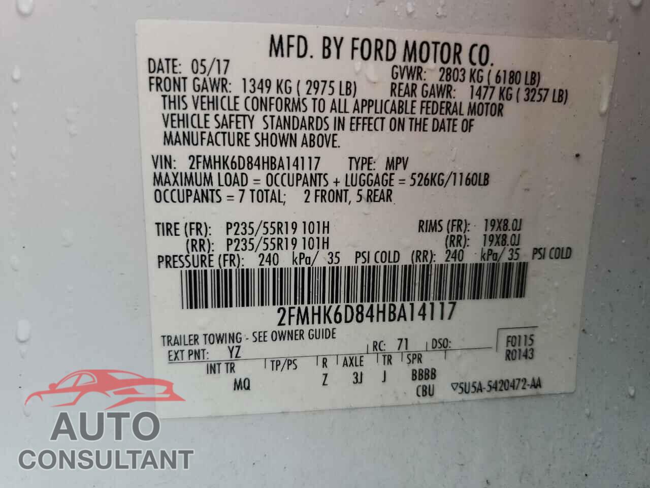 FORD FLEX 2017 - 2FMHK6D84HBA14117